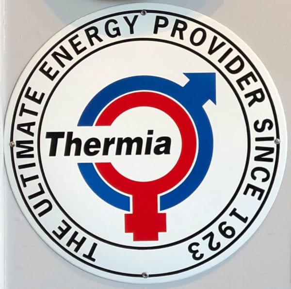Skillinge Emalj företagsskylt för Thermia